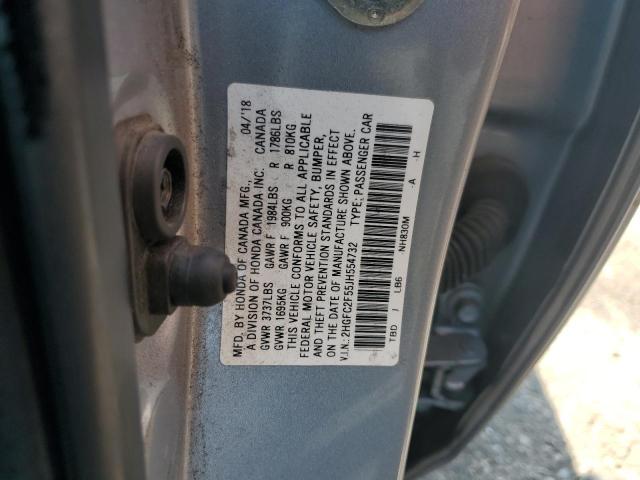 2HGFC2F55JH554732 - 2018 HONDA CIVIC LX ვერცხლისფერი ფოტო 12