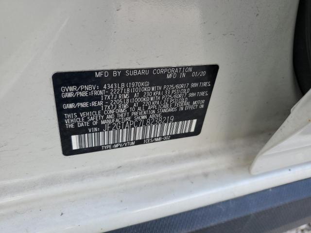 JF2GTAPC7L8238219 - 2020 SUBARU CROSSTREK PREMIUM თეთრი ფოტო 12