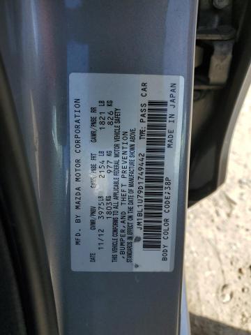 JM1BL1U79D1749442 - 2013 MAZDA 3 I GRAY photo 12