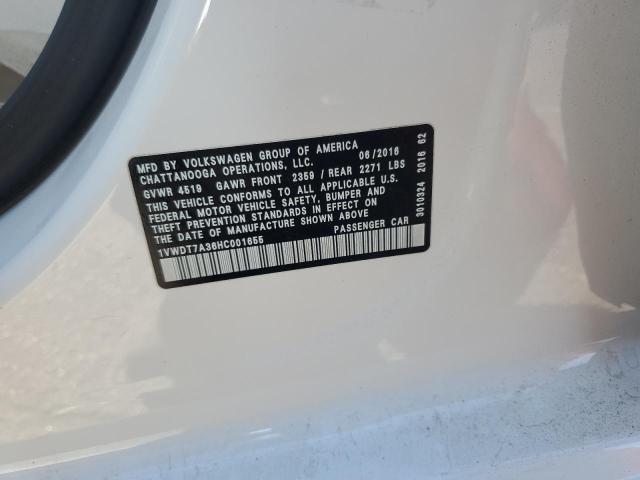 1VWDT7A36HC001655 - 2017 VOLKSWAGEN PASSAT R-LINE 白色 照片 12