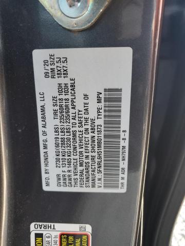 5FNRL6H51MB011873 - 2021 HONDA ODYSSEY EX GRAY photo 14