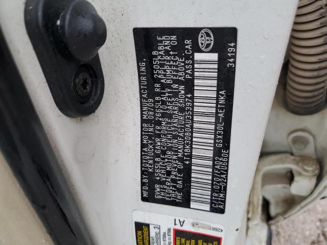 4T1BK3DB0AU353974 - 2010 TOYOTA AVALON XL თეთრი ფოტო 13