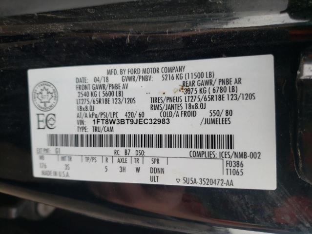 1FT8W3BT9JEC32983 - 2018 FORD F350 SUPER DUTY BLACK photo 13