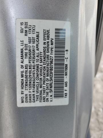 5FNRL5H23FB079627 - 2015 HONDA ODYSSEY LX SILVER photo 13