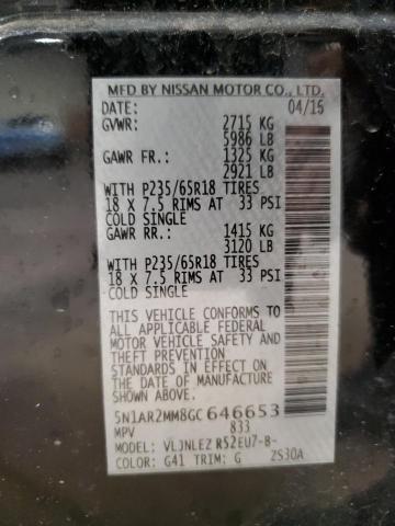 5N1AR2MM8GC646653 - 2016 NISSAN PATHFINDER S BLACK photo 14