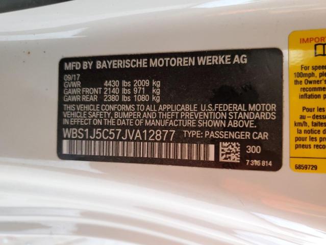 WBS1J5C57JVA12877 - 2018 BMW M2 WHITE photo 13
