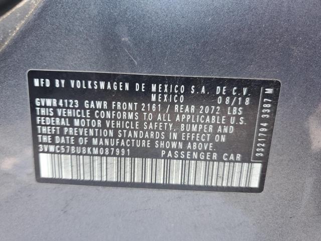 3VWC57BU8KM087991 - 2019 VOLKSWAGEN JETTA S GRAY photo 13