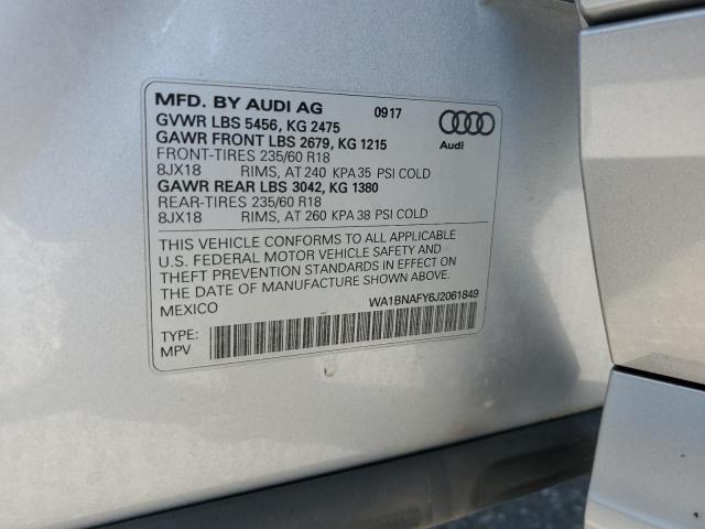 WA1BNAFY6J2061849 - 2018 AUDI Q5 PREMIUM PLUS SILVER photo 13