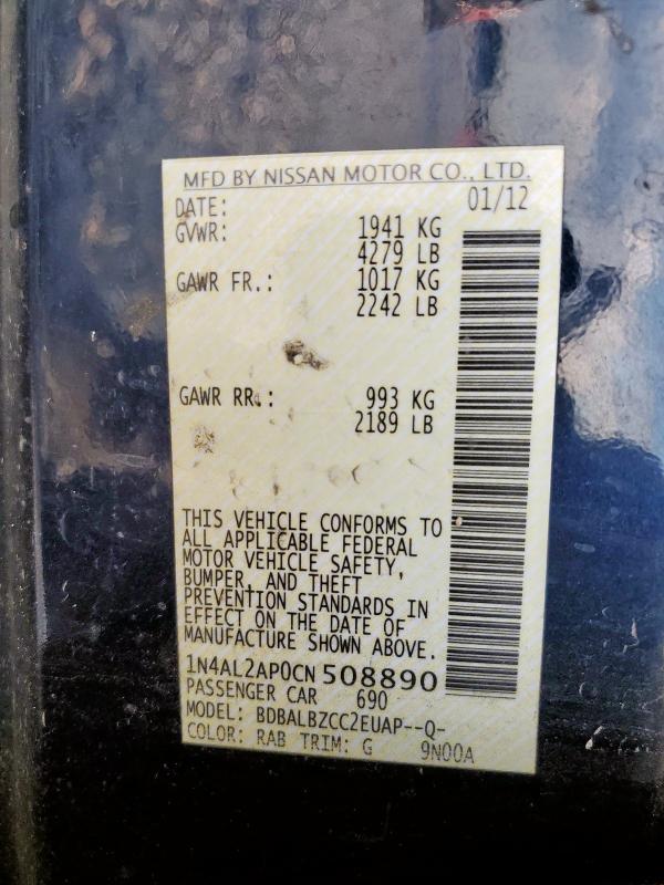 1N4AL2AP0CN508890 - 2012 NISSAN ALTIMA BASE 黑色 照片 12