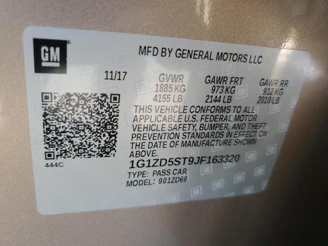 1G1ZD5ST9JF163320 - 2018 CHEVROLET MALIBU LT Қоңыр фото 12