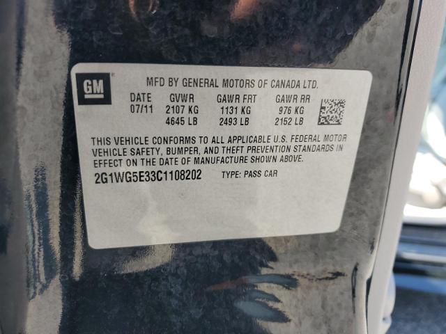 2G1WG5E33C1108202 - 2012 CHEVROLET IMPALA LT 黑色 照片 12