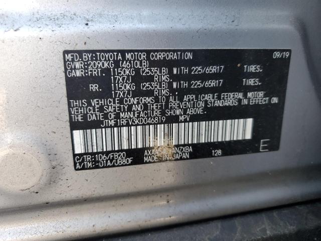 JTMF1RFV3KD046819 - 2019 TOYOTA RAV4 LE 银色 照片 13