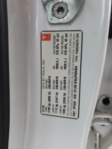 5YJ3E1EA8JF004354 - 2018 TESLA MODEL 3 WHITE photo 13