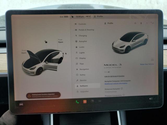 5YJ3E1EA8JF004354 - 2018 TESLA MODEL 3 WHITE photo 9