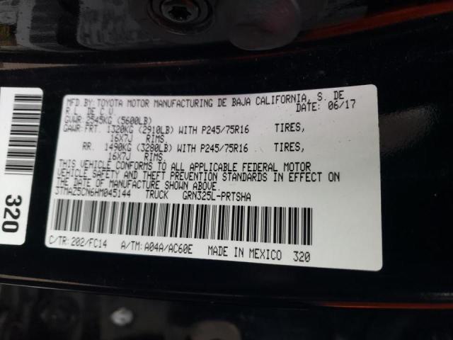 3TMAZ5CN6HM045144 - 2017 TOYOTA TACOMA DOUBLE CAB 黑色 照片 12