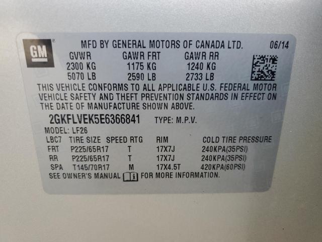 2GKFLVEK5E6366841 - 2014 GMC TERRAIN SLE ვერცხლისფერი ფოტო 13