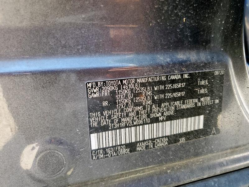 2T3H1RFV2LW096110 - 2020 TOYOTA RAV4 LE 灰色 照片 13