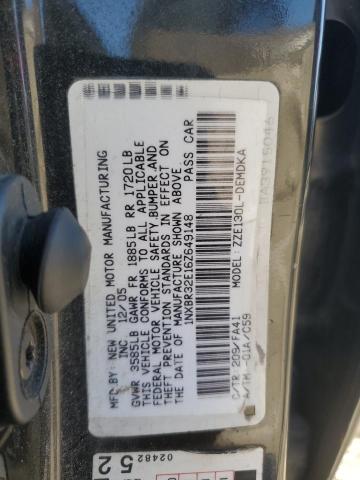 1NXBR32E16Z649148 - 2006 TOYOTA COROLLA CE გრაფიტი ფოტო 12