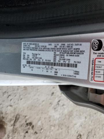 3FADP4BJ8KM109239 - 2019 FORD FIESTA SE SILVER photo 12