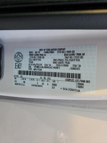 1FMCU9J95KUC16081 - 2019 FORD ESCAPE TITANIUM أبيض صورة 13