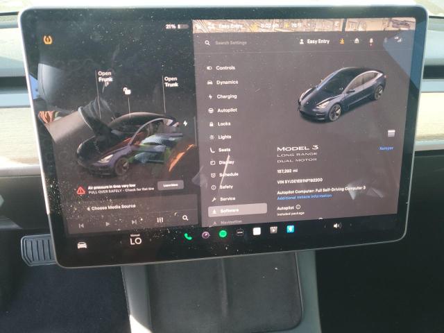 5YJ3E1EB1NF192200 - 2022 TESLA MODEL 3 გრაფიტი ფოტო 9