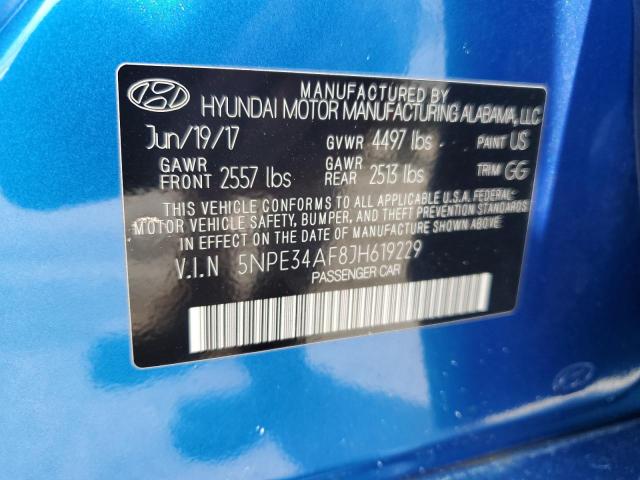 5NPE34AF8JH619229 - 2018 HYUNDAI SONATA SPORT Blau Foto 13