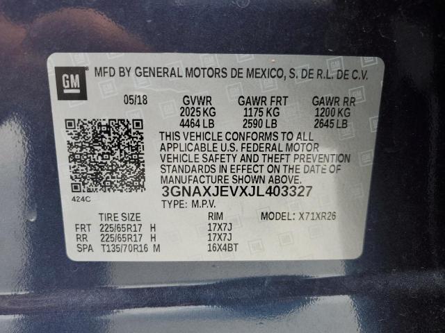 3GNAXJEVXJL403327 - 2018 CHEVROLET EQUINOX LT 蓝色 照片 13