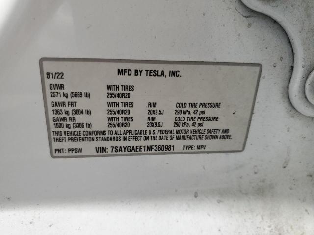 7SAYGAEE1NF360981 - 2022 TESLA MODEL Y BLUE photo 13