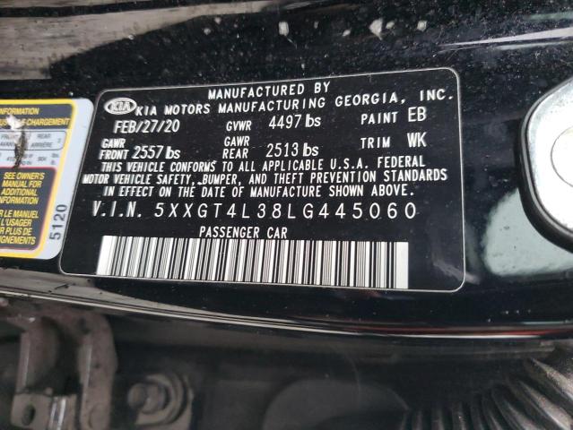 5XXGT4L38LG445060 - 2020 KIA OPTIMA LX BLACK photo 12