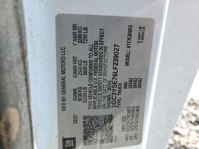 1GC3YSE76LF239027 - 2020 CHEVROLET SILVERADO K3500 WHITE photo 12
