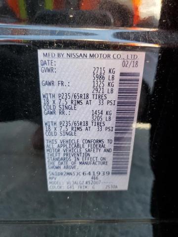 5N1DR2MN5JC641939 - 2018 NISSAN PATHFINDER S შავი ფოტო 13