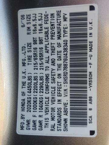 SHSRD78876U438340 - 2006 HONDA CR-V EX TAN photo 13