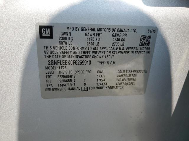 2GNFLEEK0F6259913 - 2015 CHEVROLET EQUINOX LS SILVER photo 12