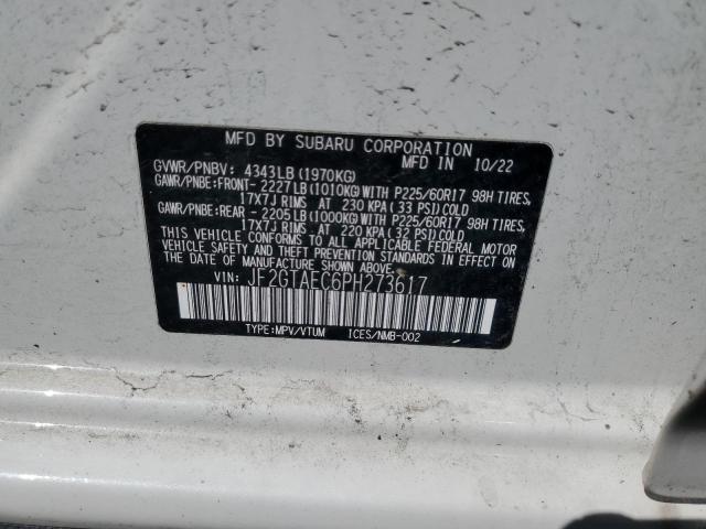 JF2GTAEC6PH273617 - 2023 SUBARU CROSSTREK PREMIUM Білий фото 12