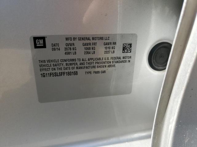 1G11F5SL6FF180168 - 2015 CHEVROLET MALIBU LTZ ვერცხლისფერი ფოტო 12