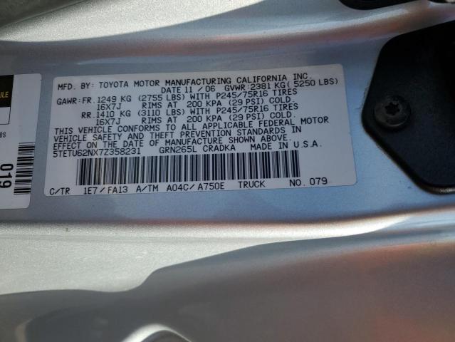 5TETU62NX7Z358231 - 2007 TOYOTA TACOMA PRERUNNER ACCESS CAB SILVER photo 12