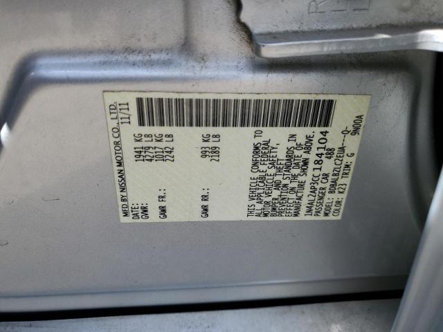 1N4AL2AP3CC184104 - 2012 NISSAN ALTIMA BASE 银色 照片 12