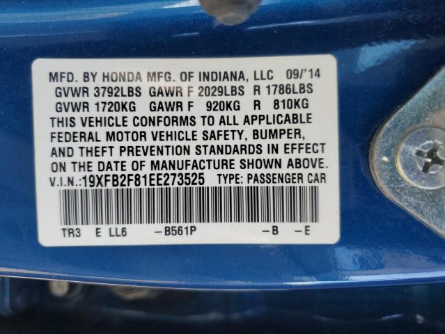 19XFB2F81EE273525 - 2014 HONDA CIVIC EX 蓝色 照片 12