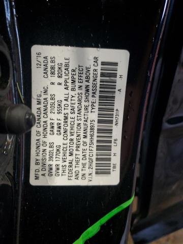2HGFC1F75HH638975 - 2017 HONDA CIVIC EXL BLACK photo 12