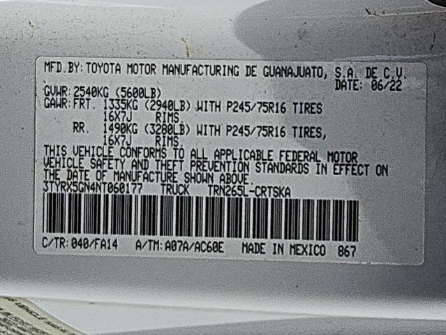 3TYRX5GN4NT060177 - 2022 TOYOTA TACOMA ACCESS CAB Ağ foto 12