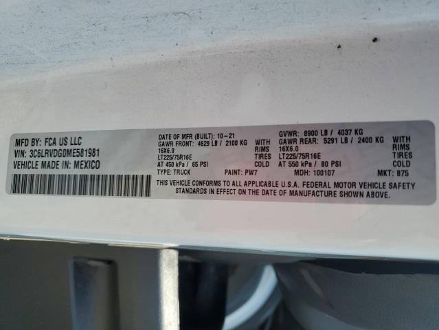 3C6LRVDG0ME581981 - 2021 RAM PROMASTER 2500 HIGH Biały zdjęcie 13