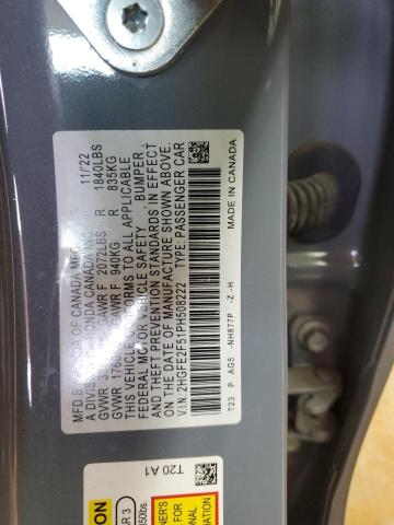 2HGFE2F51PH508222 - 2023 HONDA CIVIC SPORT Сұр фото 12