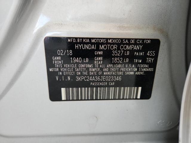 3KPC24A36JE023346 - 2018 HYUNDAI ACCENT SE ვერცხლისფერი ფოტო 12