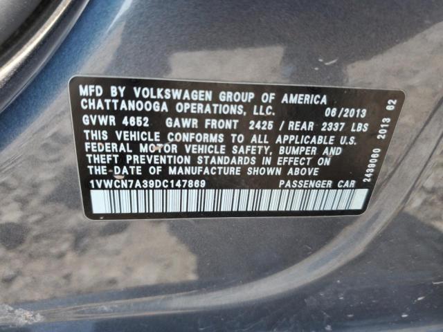 1VWCN7A39DC147869 - 2013 VOLKSWAGEN PASSAT SEL Gümüş foto 12