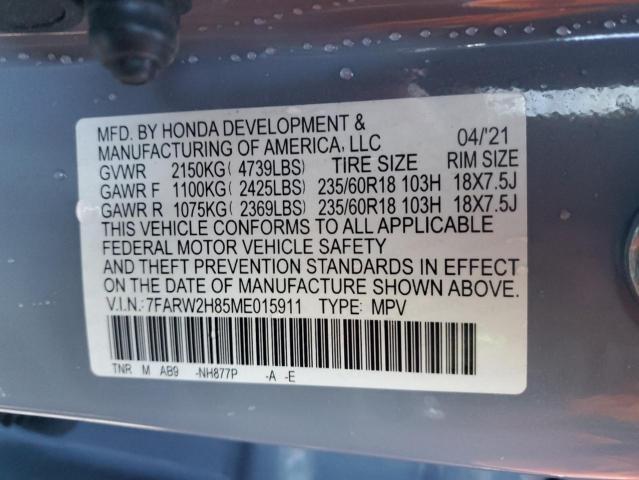 7FARW2H85ME015911 - 2021 HONDA CR-V EXL BLUE photo 13