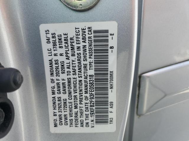 19XFB2F93FE058318 - 2015 HONDA CIVIC EXL 银色 照片 13