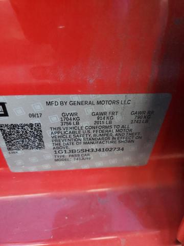 1G1JB5SH3J4102734 - 2018 CHEVROLET SONIC LS წითელი ფოტო 13