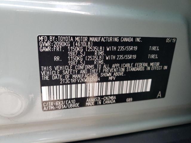 2T3C1RFV2KW032884 - 2019 TOYOTA RAV4 XLE PREMIUM TEAL photo 13