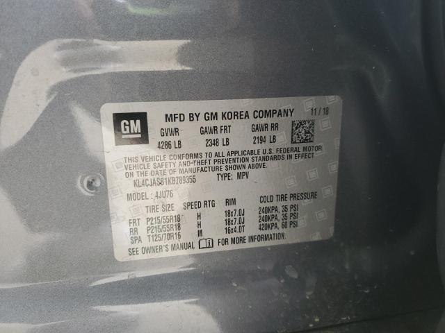 KL4CJASB1KB789355 - 2019 BUICK ENCORE PREFERRED 灰色 照片 12