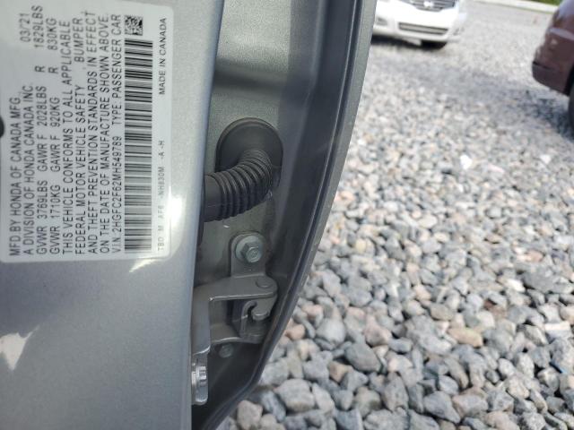 2HGFC2F62MH549789 - 2021 HONDA CIVIC LX SILVER photo 12